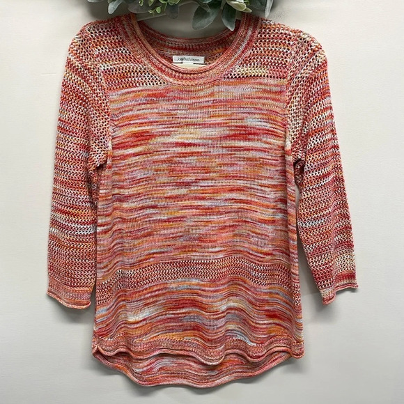 NWOT JohnPaulRichard Space Dyed Sweater Tunic 3/4 Sleeve Orange S - Picture 1 of 15